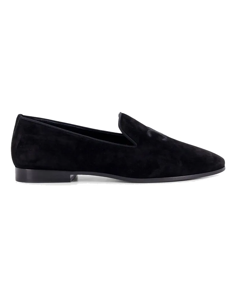 Celine Velvet -Ladung mit gestickten Triomphe -Logo Black