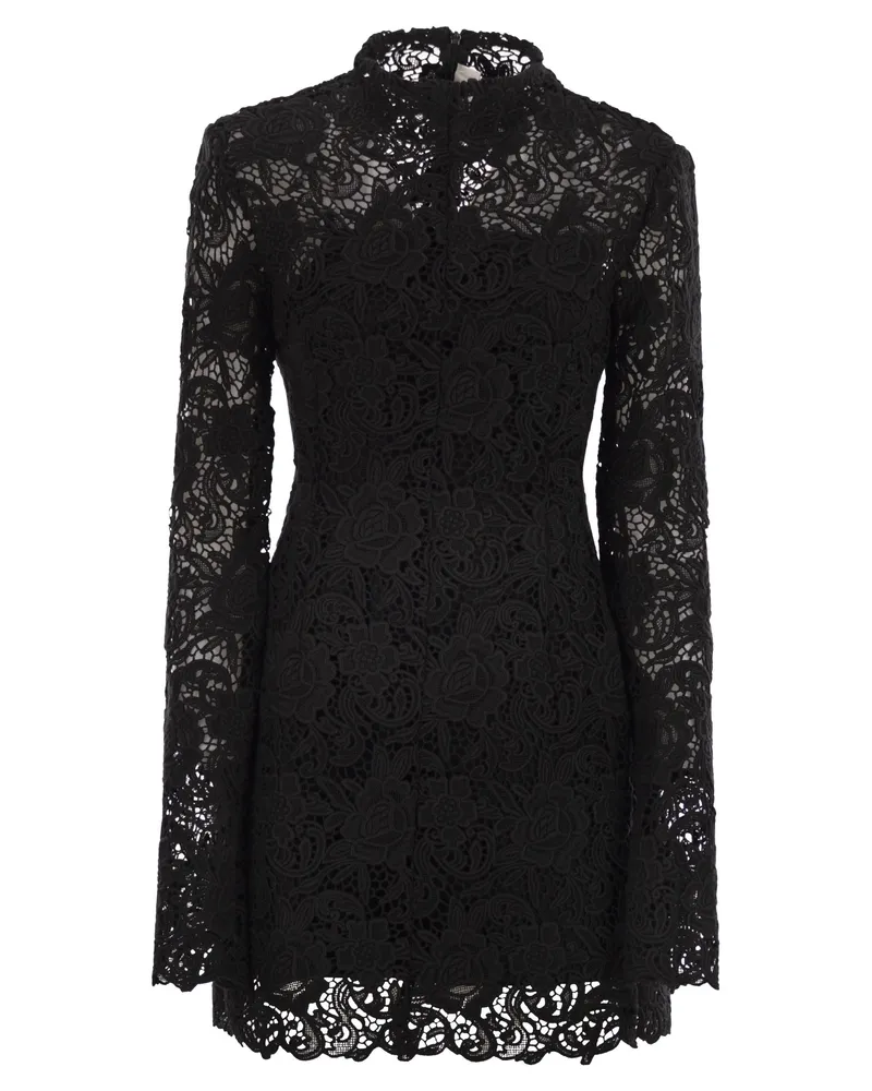 SPORTMAX tefrite05 Kurzes Blumenmakramékleid Black