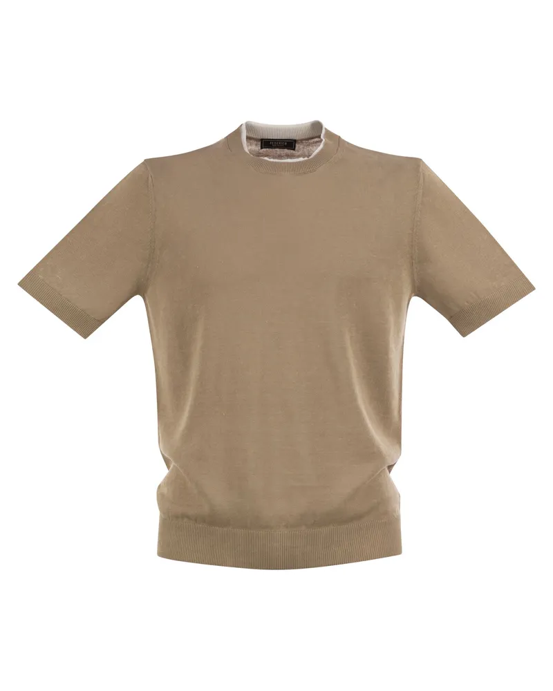 Peserico T -Shirt in Leinen- und Baumwollgarn Sand