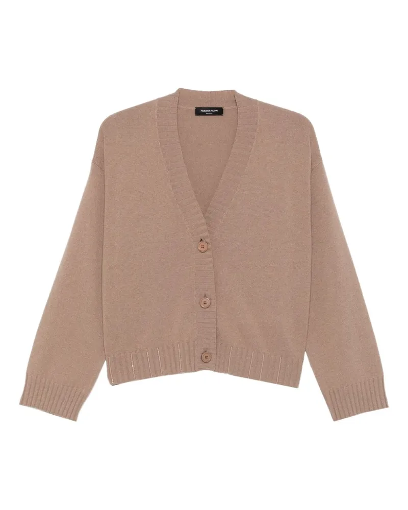 Fabiana Filippi Wool gegen Hals -Strickjacke Brown
