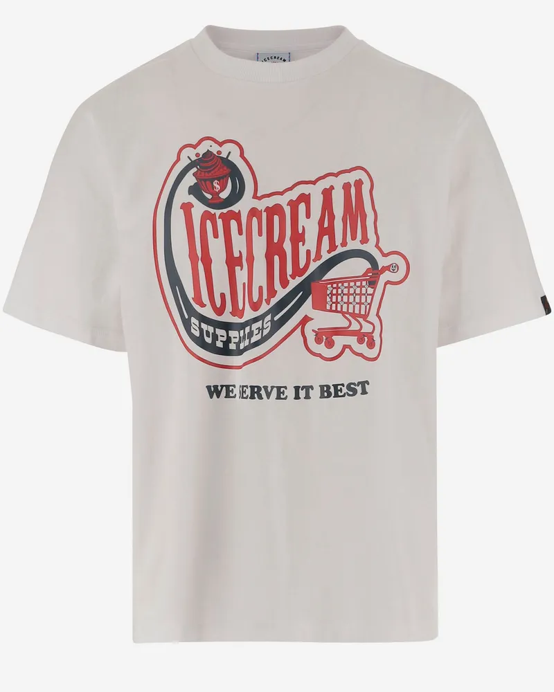 ICECREAM Eiscreme Baumwoll -T -Shirt mit Logo White