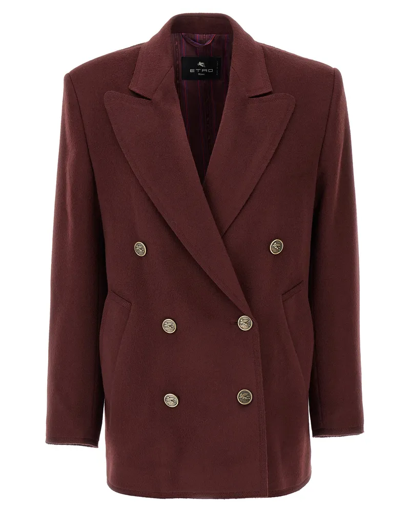 Etro Double Breasted Blazer Bordeaux