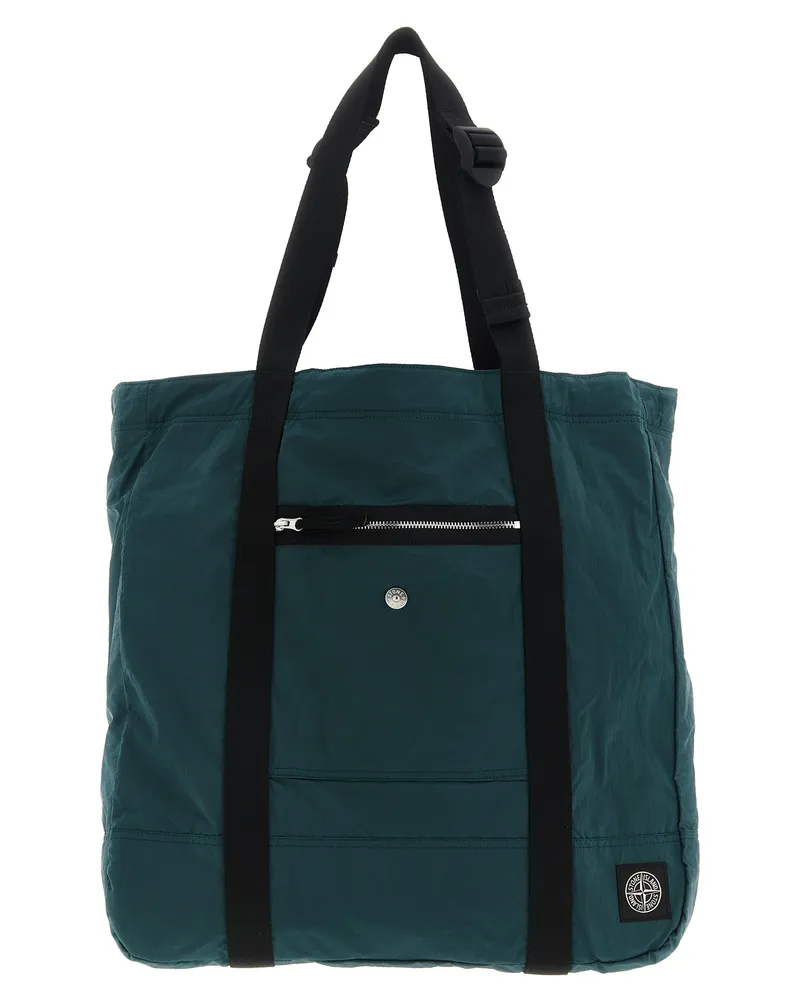 Stone Island Einkaufstasche mit -Logoaufnäher Green