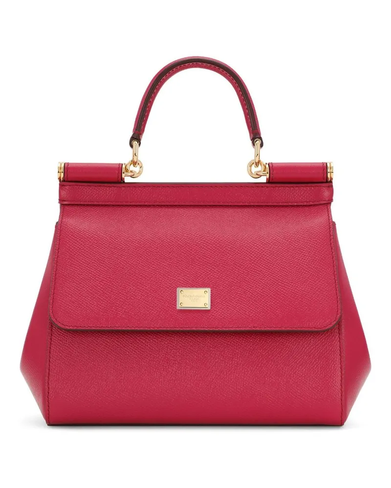 Dolce & Gabbana Sizilien mittelgroße Lederhandtasche Fuchsia