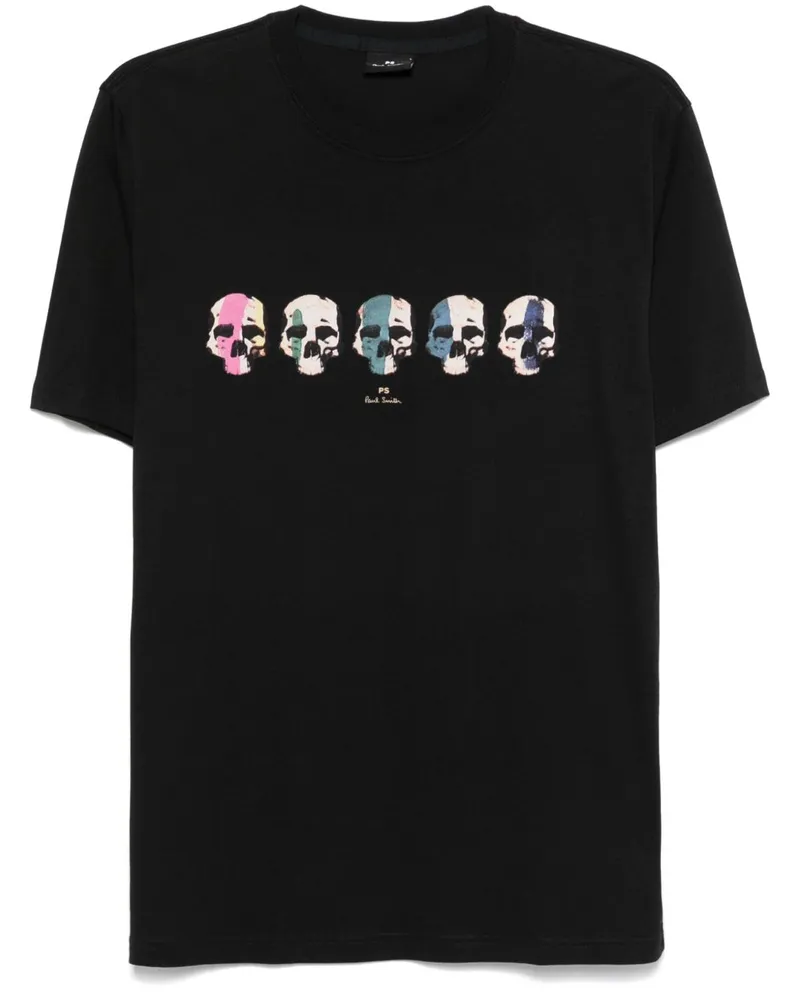 Paul Smith Multi -Schädel -Baumwoll -T -Shirt Black