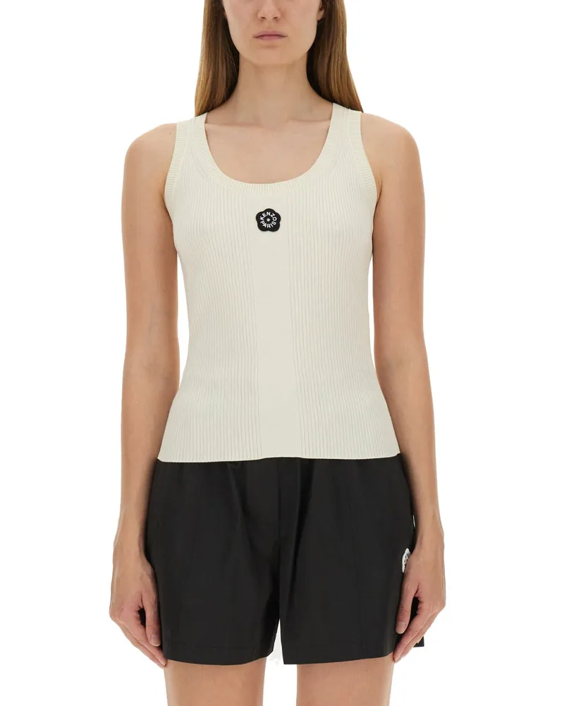 Kenzo Tanktop mit Stickerei "Boke Flower 2.0 White