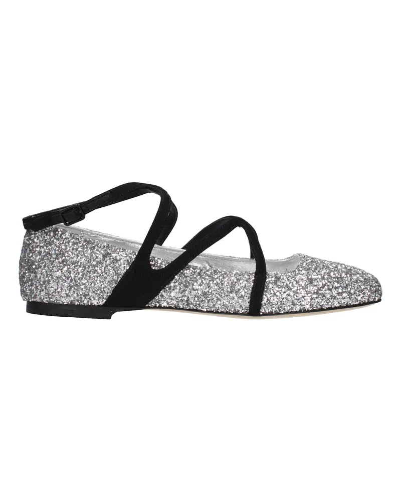 Jimmy Choo Astoria Damens Ballerinas mit silbernem Glitzer -
