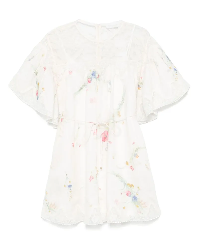 Zimmermann Lucky Leinen Mini Kleid Beige