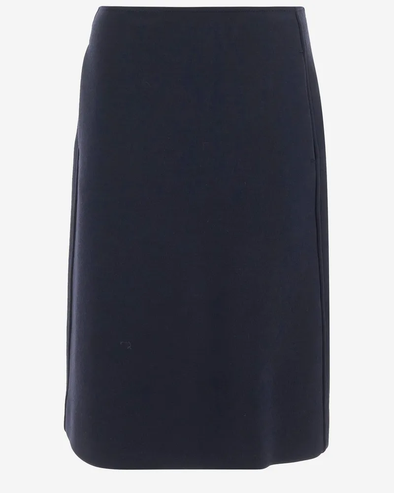 Jil Sander Wolle Mischung Midi Rock Blue