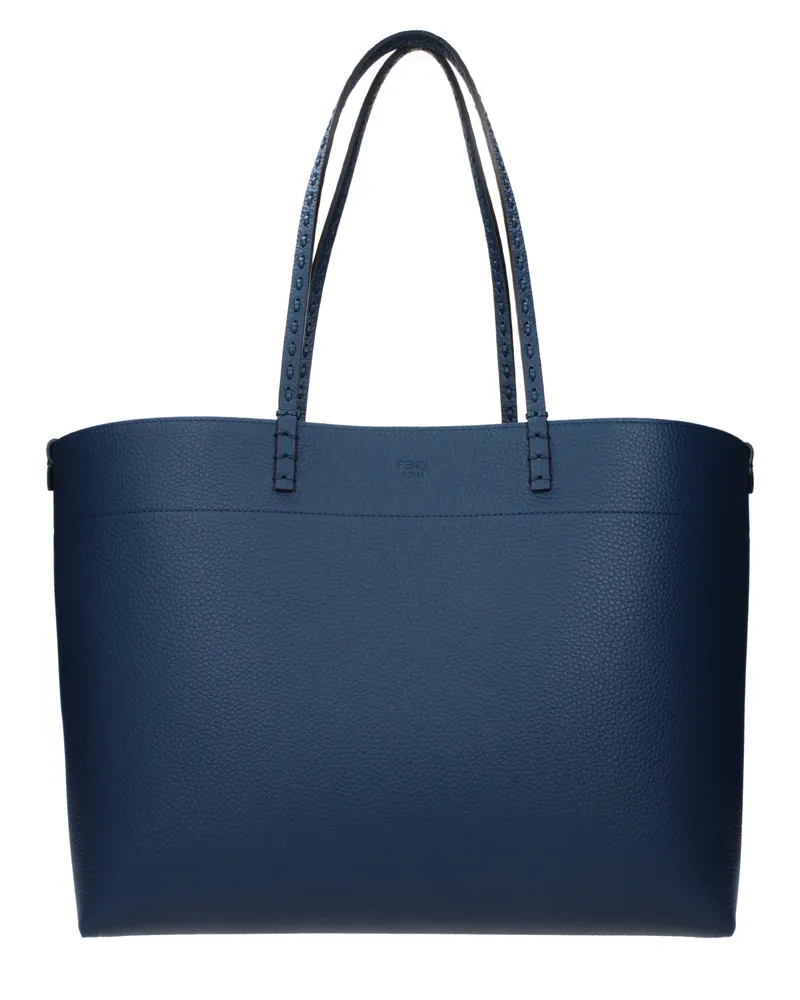Fendi Damens Blaue Schultertasche aus Leder -