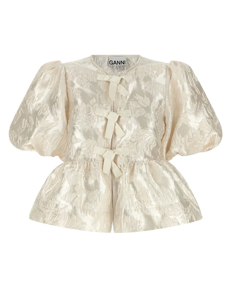 Ganni Bluse 'Satin Peplum White