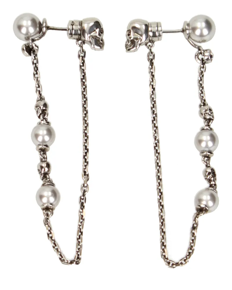 Alexander McQueen Damens Silberne Metallohrringe -