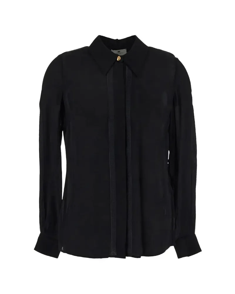 Elisabetta Franchi Shirt mit Schriftzeichenbändern Black