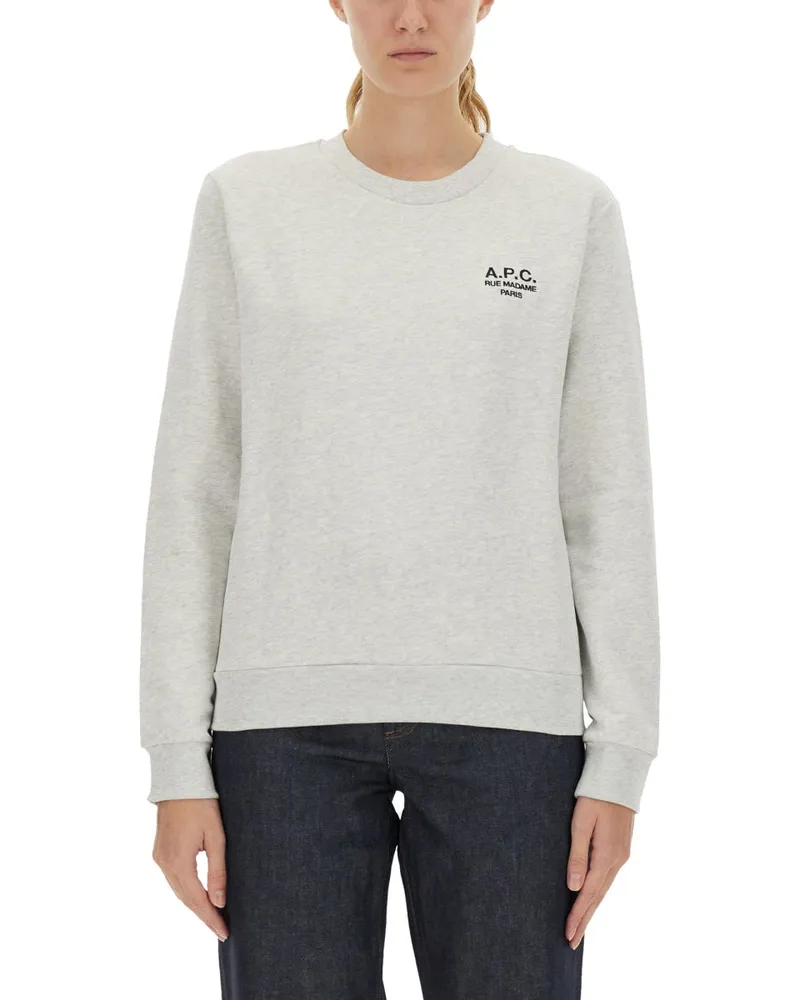 A.P.C. Rue Madame Sweatshirt mit Logo Grey