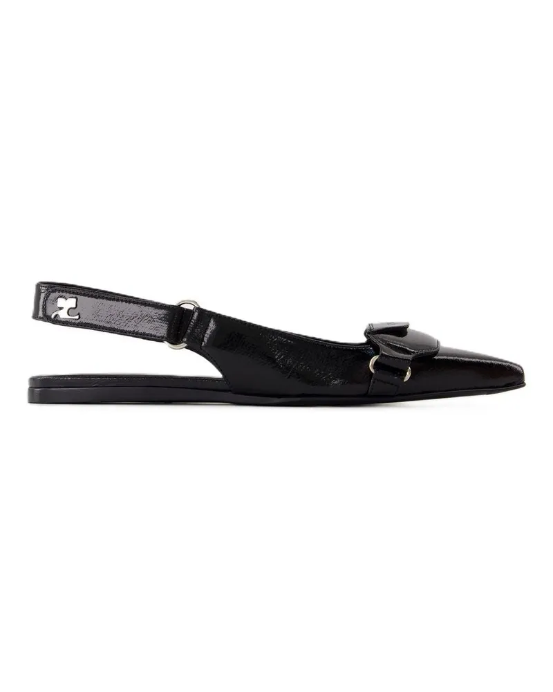 Courrèges Sling Back Racer Vinyl Courreves Leder schwarz Black