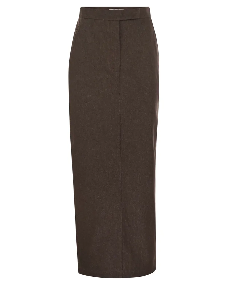 Max Mara Pianosa Denim Effekt Baumwollrock Brown