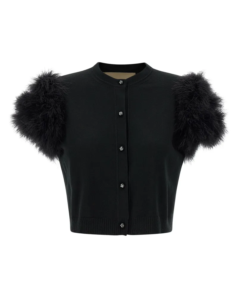 Valentino Garavani Valentino Garavani Strickjacke mit Federn Black