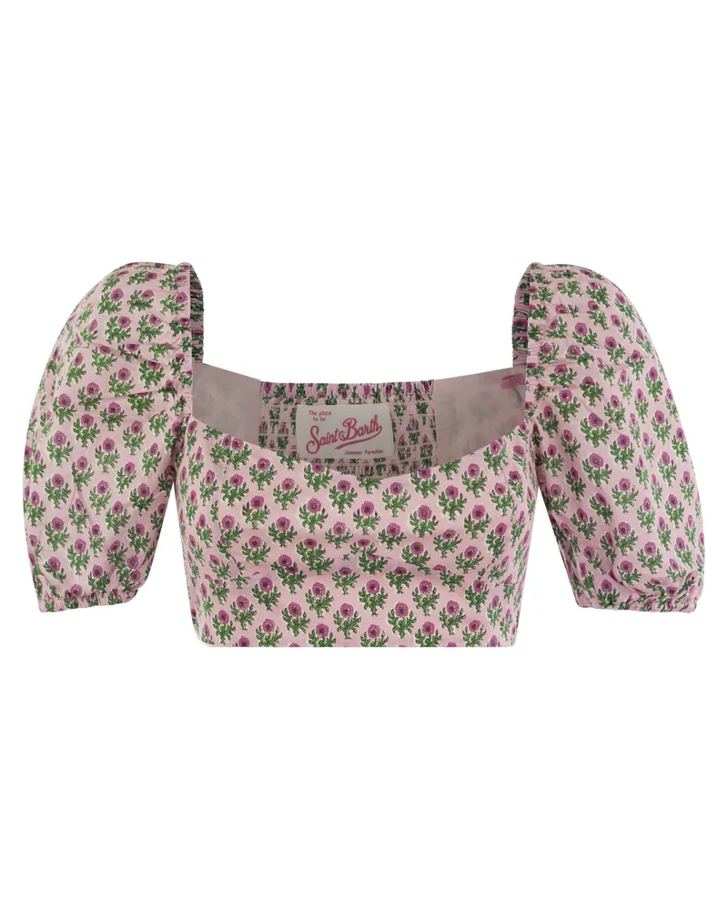 MC2 Saint Barth Crop Top mit Blumendruck Pink