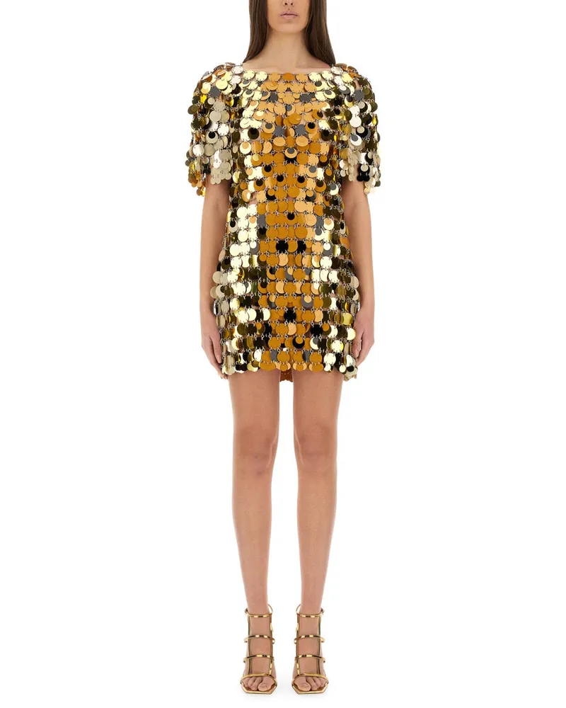 Paco Rabanne Sparkle Discs" Mini -Kleid Gold