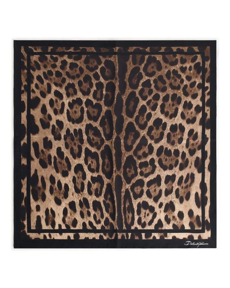 Dolce & Gabbana Seidenschal mit Leopardenmuster Brown