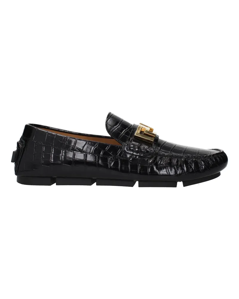 Versace Herrens Mokassins aus schwarzem Leder -