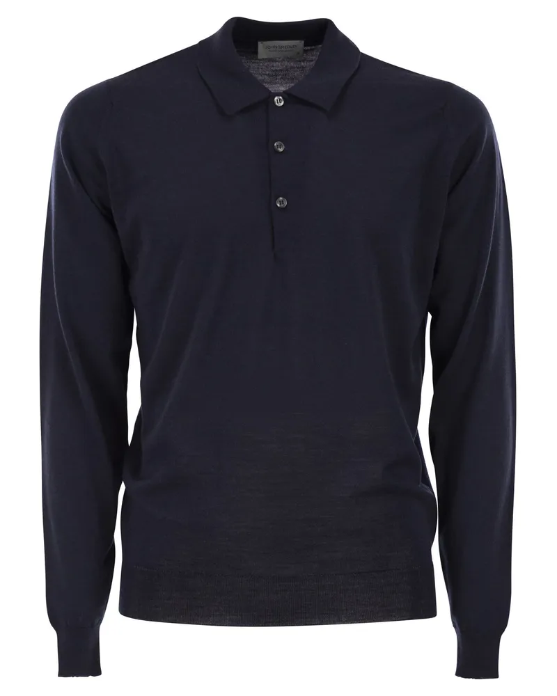 John Smedley Belper Poloshirt aus extrafeiner Merinowolle Blue