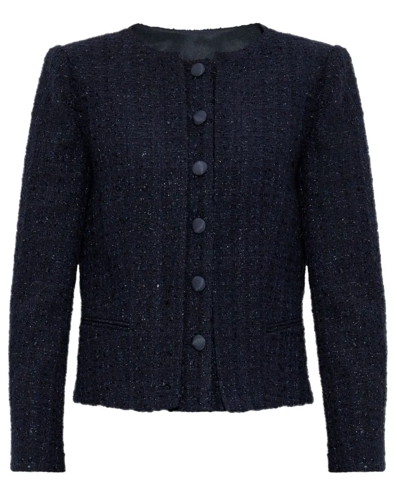 Emporio Armani Tweed Short Blazer Jacke Blue