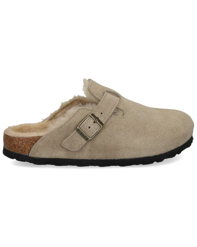 Birkenstock Boston Shearling Wildleder-Hausschuhe Dove