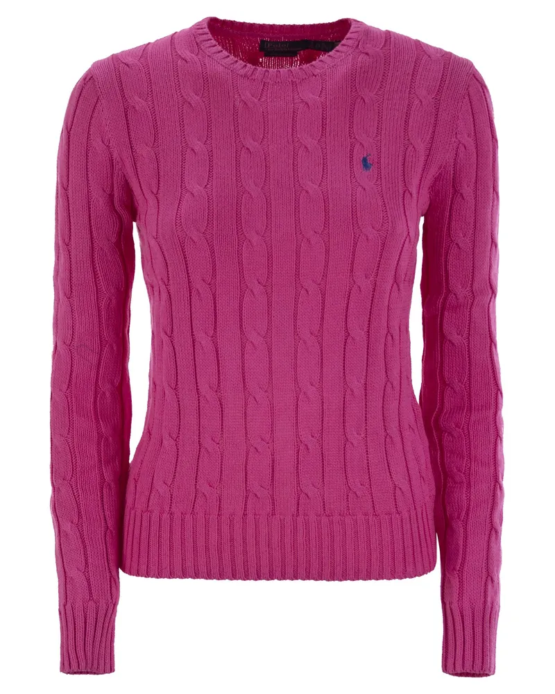Ralph Lauren Slim Fit Cable Strick Fuchsia