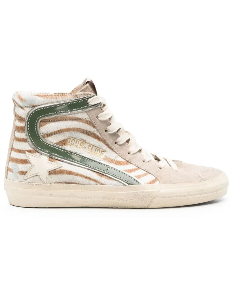 Golden Goose Golden Gänserutsche klassische Leder -Turnschuhe Zebrato
