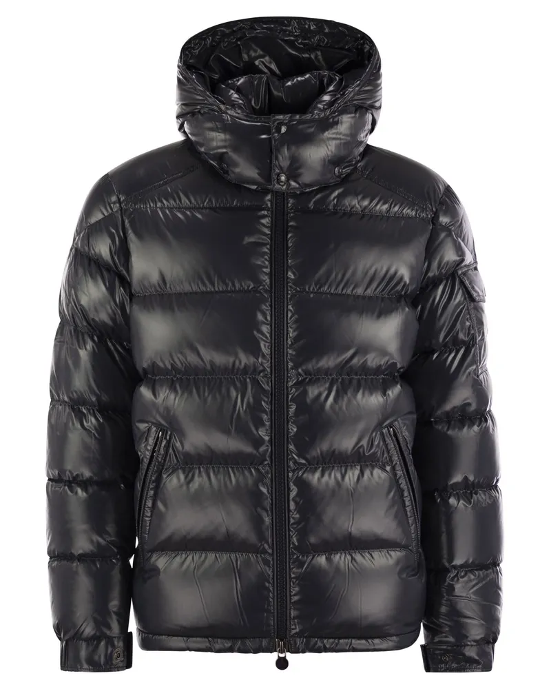 Moncler Maya Short Down Jacke mit Kapuze Blue