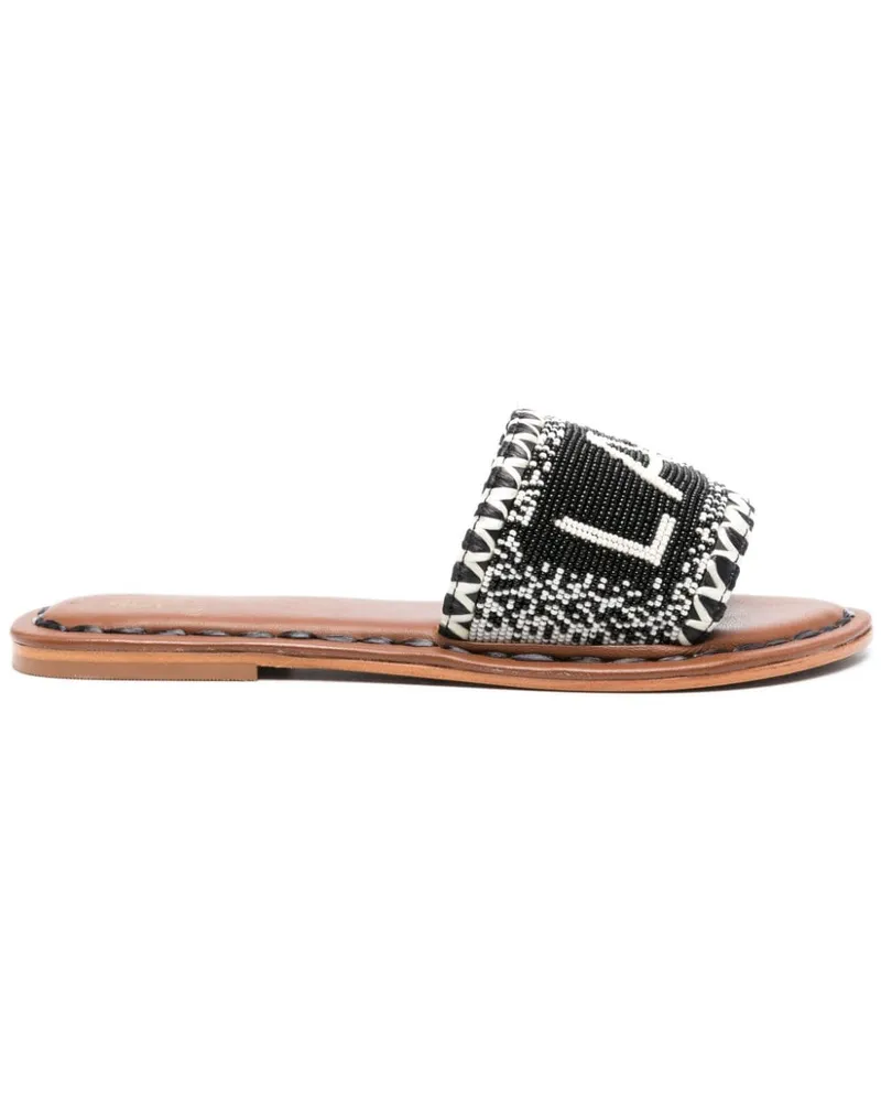 DE SIENA Lake Como Perlen flache Sandalen Black
