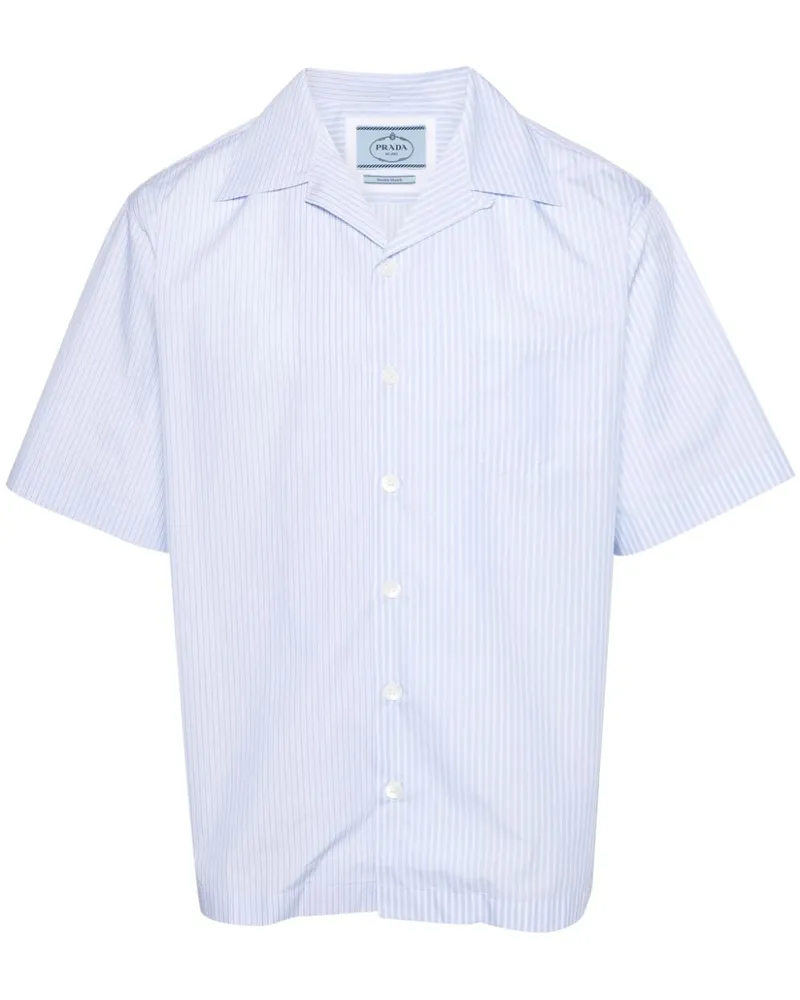 Prada gestreiftes Baumwollhemd White