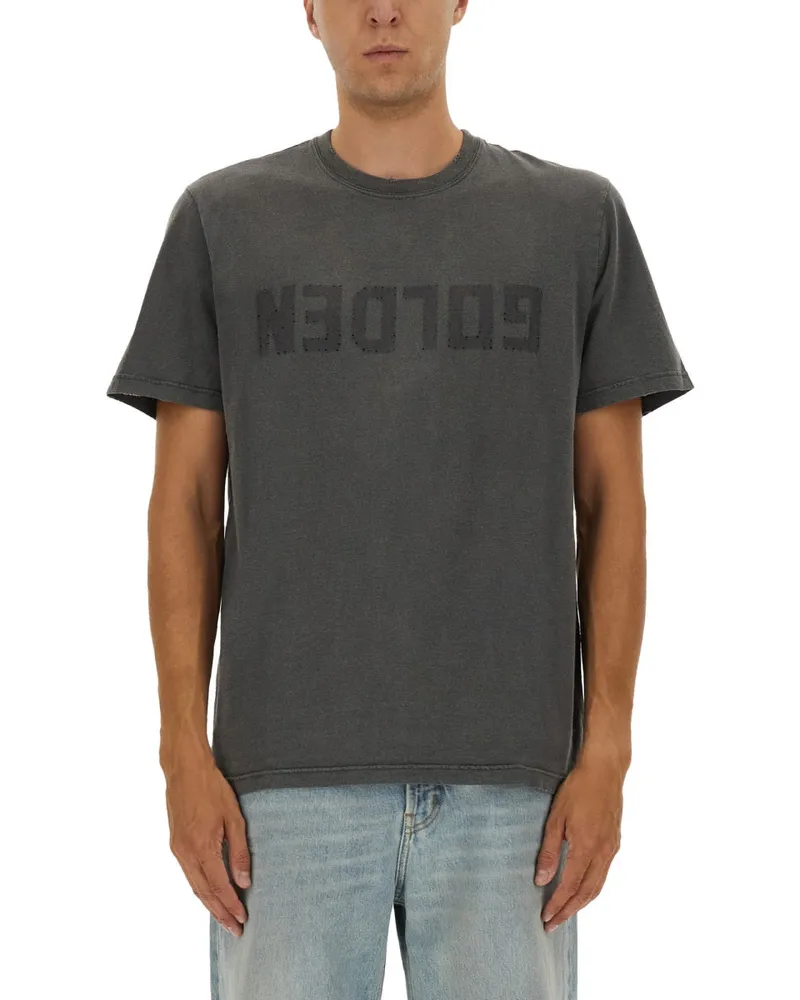 Golden Goose Golden Gans Baumwoll -T -Shirt Charcoal