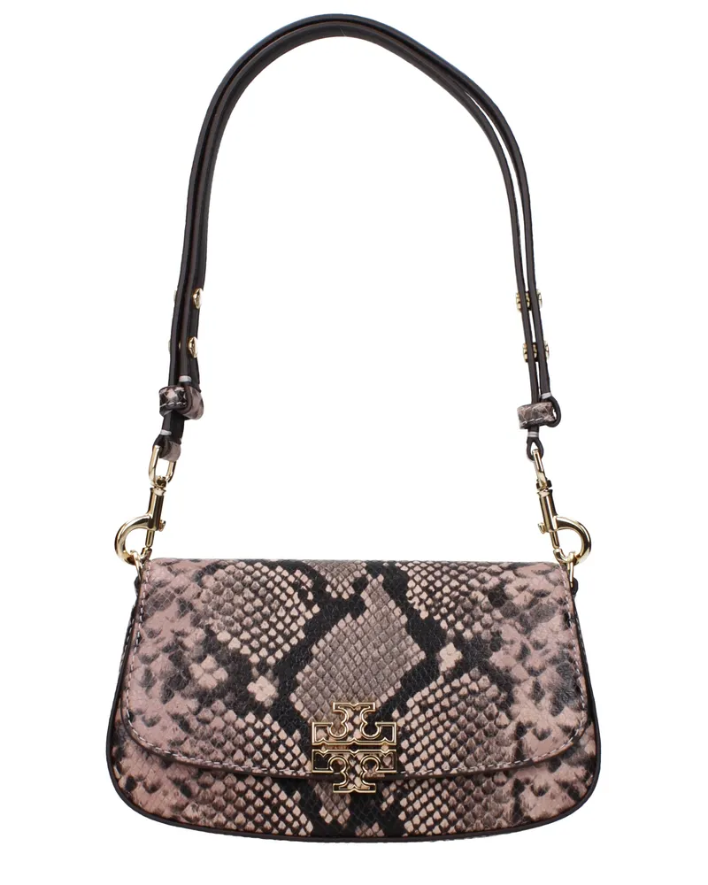 Tory Burch Britten Damens Umhängetasche aus rosa/braunem Leder -