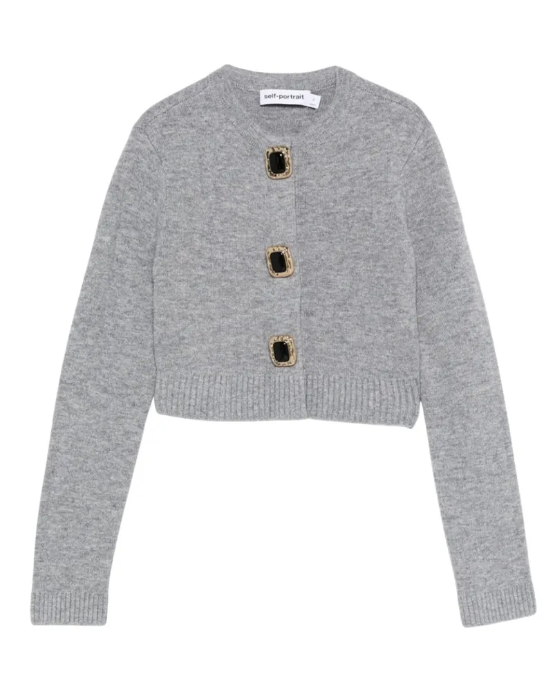 Self-Portrait Selbstporträt-Cardigan aus grauer Wolle Grey