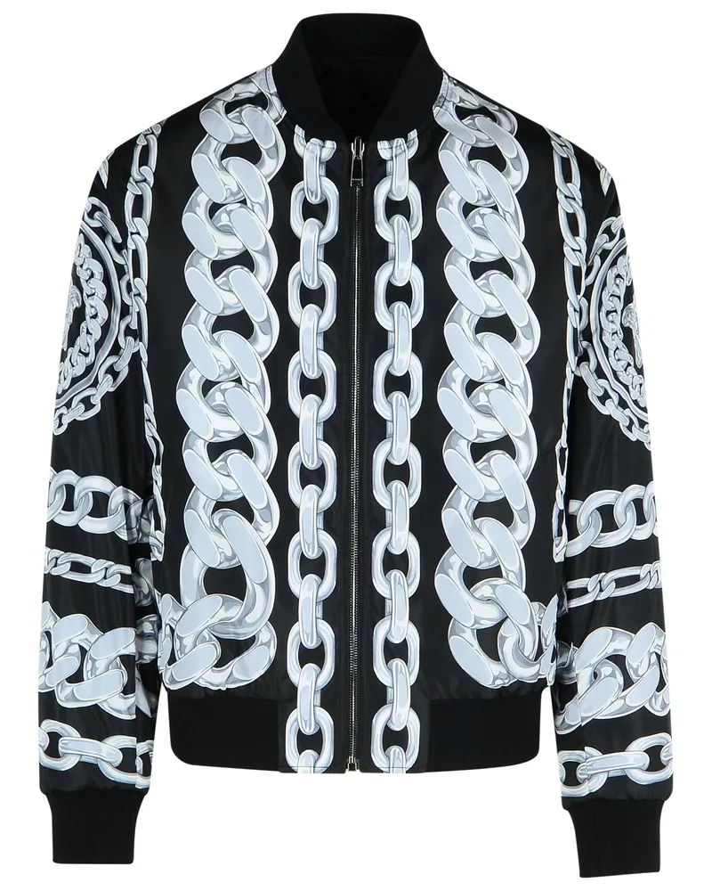 Versace Black Nylon Bomberjacke Black