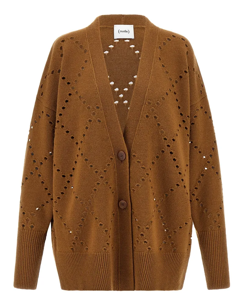 NUDE Nackt Argyle ausgestattet Strickjacken Brown