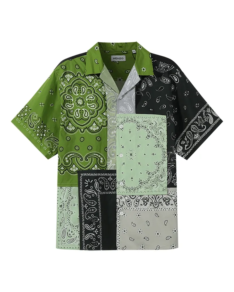 Kenzo Patchwork -Baumwollhemd Grün