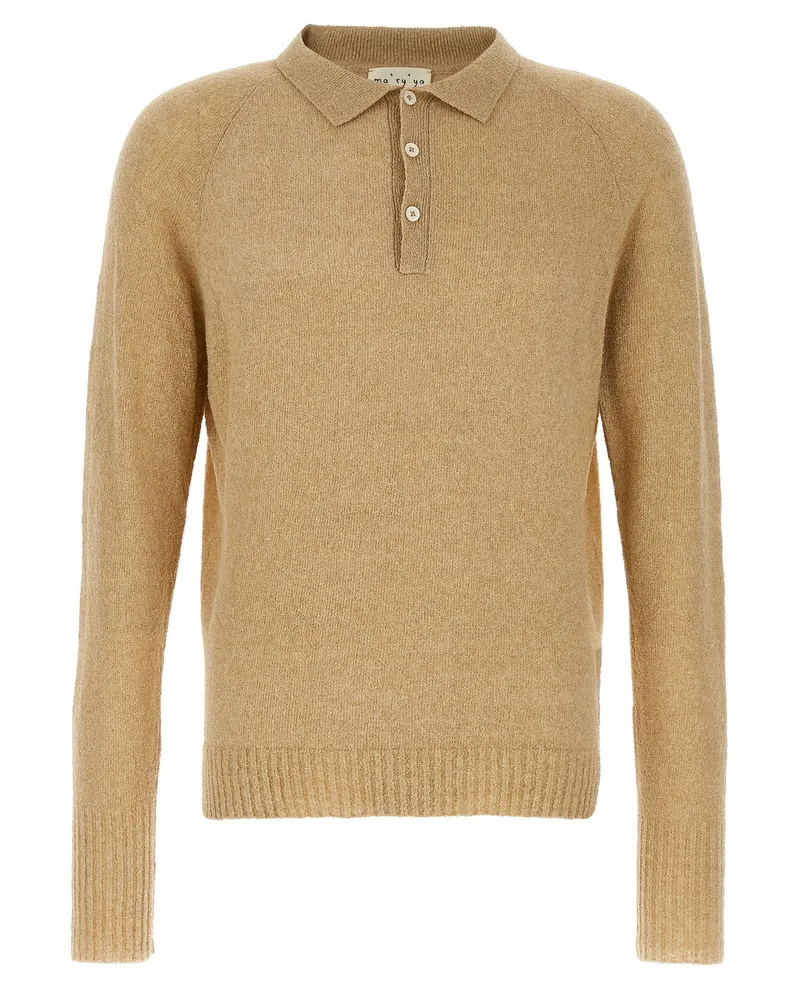 MA'RY'YA Bouclé Baumwollpolo -Hemd Beige