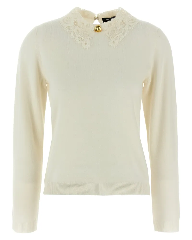 Fabiana Filippi Spitzenhalspullover White