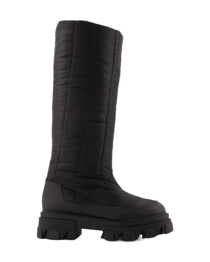 Gia Borghini Hohe Pufferstiefel in schwarzem Poly Black