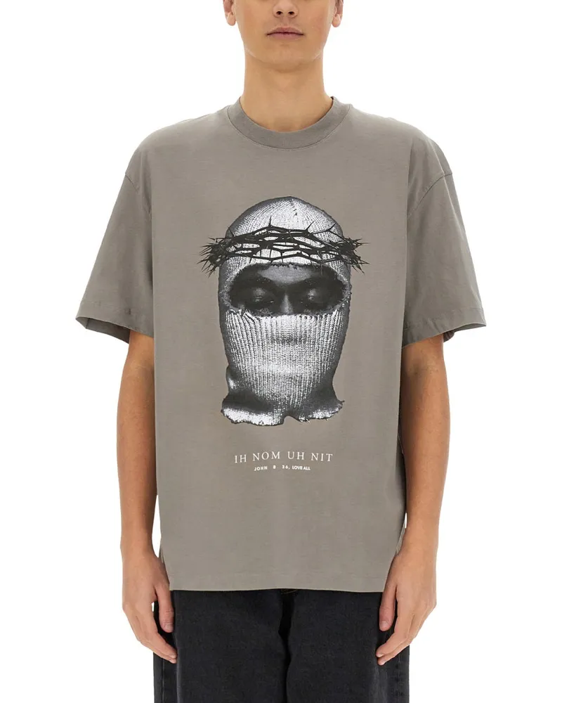IH NOM UH NIT crown Maske Druck T -Shirt Grey