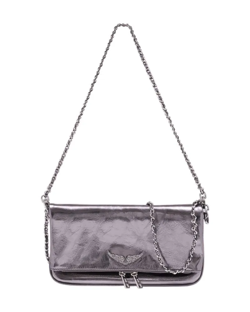 Zadig & Voltaire Rock Vintage Umhängetasche  Leder Silber Silber