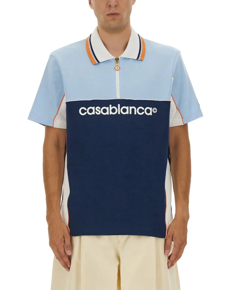 Casablanca Paris übergroße Fit Polo -Shirt Blue