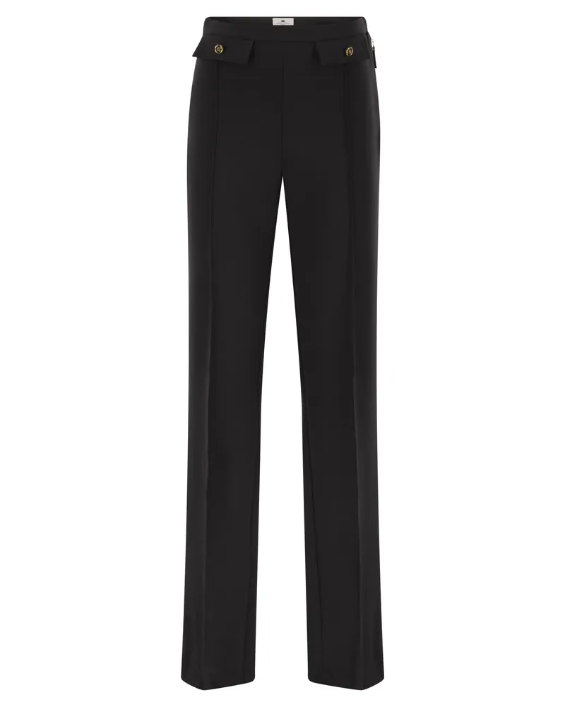 Elisabetta Franchi Double Crepe Trousers Black