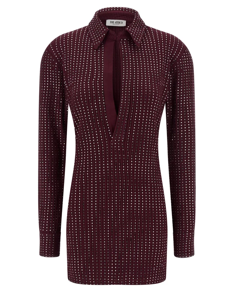 ATTICO Das Attico -Strasskleid Bordeaux