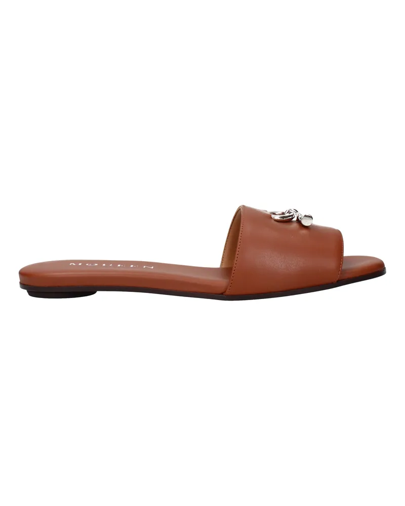 Alexander McQueen Braunes Leder Arc Damens Pantoletten und Clogs -