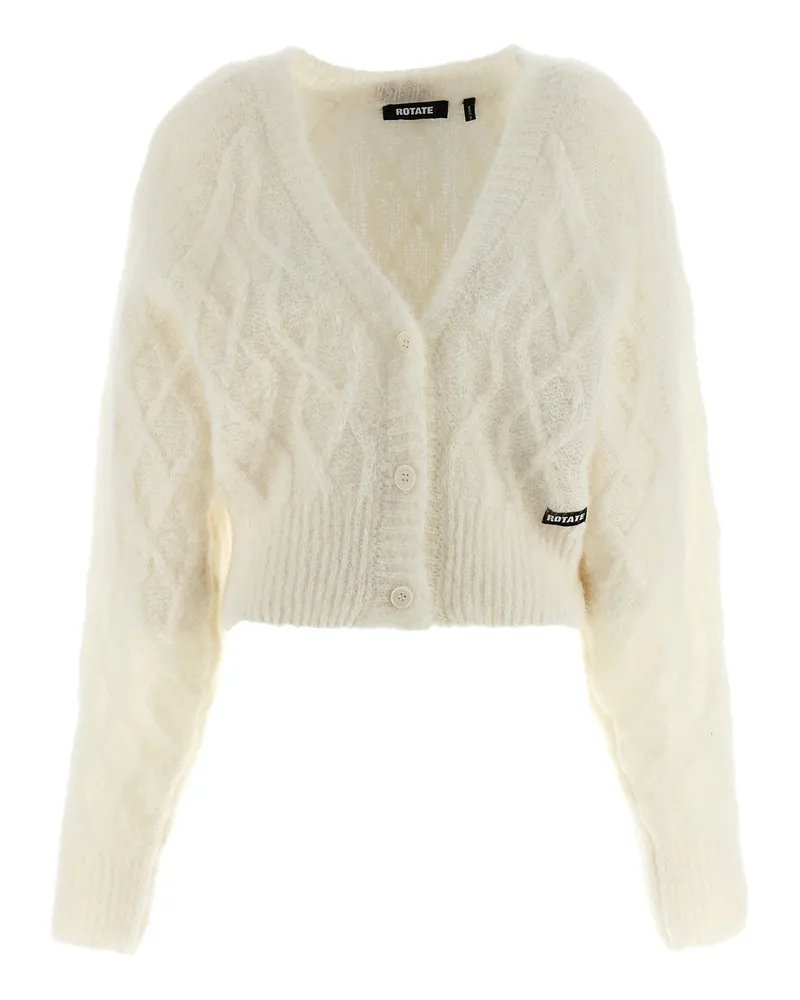 ROTATE Birger Christensen Drehen Sie den Cardigan „Fluffy Knit“ von Birger Christensen White