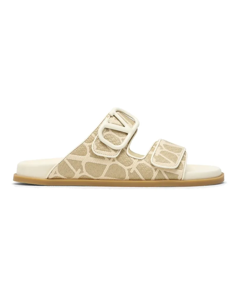 Valentino Garavani Valentino Garavani Toile Ikonograph flache Sandalen Ivory